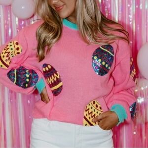 Bibi Colorful Sequin Easter Egg Women’s Sweater